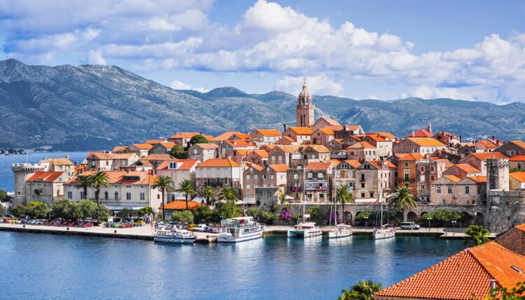 korcula town in the adriatic sea, croatia