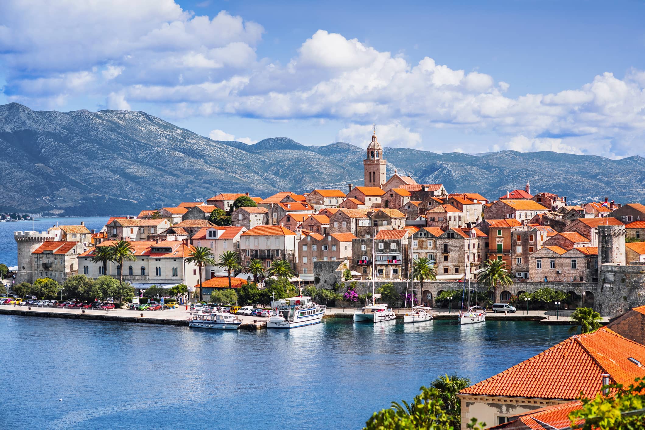 korcula town in the adriatic sea, croatia